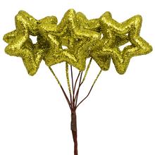 25FL0551 HVĚZDA GLITR.5CM GREEN S / 6 SUPER CENA! - Vločky a hvězdy | FLORASYSTEM