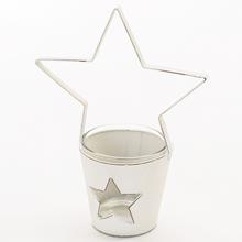 AKCE! Svícen HVĚZDA BÍLÁ KOV + SKLO 21x15x8CM - FLORASYSTEM