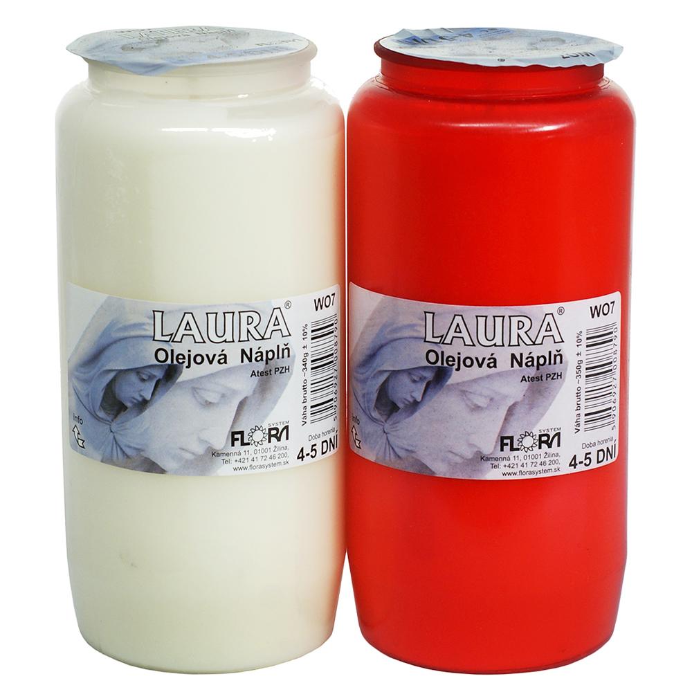 Olejná náplň Laura v bílé a červené barvě, 340g.