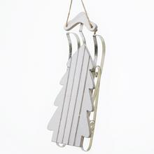 DŘEVĚNÝ ZÁVĚS sáňky + STROMEČEK BÍLÉ 20,5x8,5x4,5 CM - FLORASYSTEM