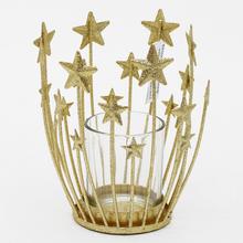 Svícen HVĚZDY ZLATÉ 9,5X9,5X12CM - FLORASYSTEM