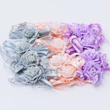 Mašlička s kytičkami 5 CM MIX 3 BAREV - Svatební doplňky | FLORASYSTEM