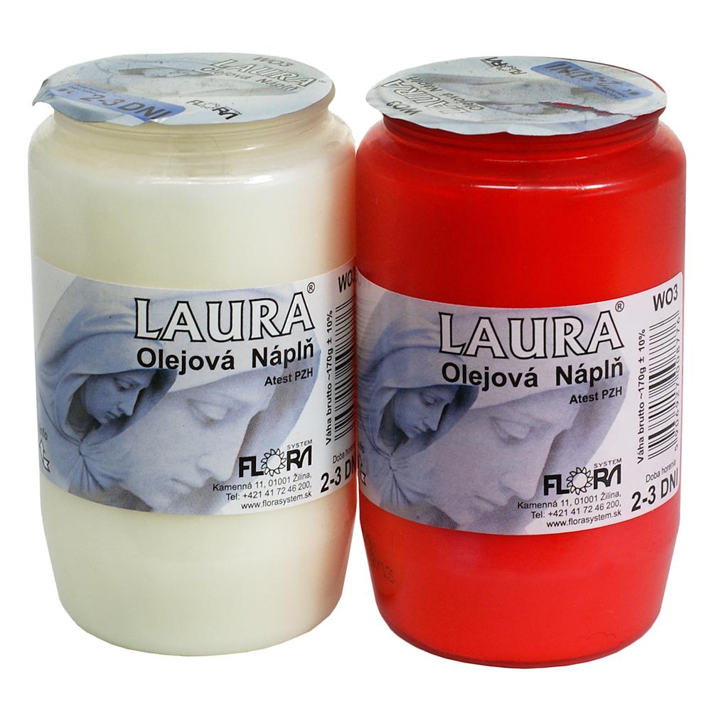 Olejová náplň Laura v bílé a červené barvě, 170g.