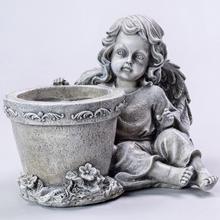 OBAL ANJEL SIVÝ 23x13x17,5CM POLYRES - Šedé | FLORASYSTEM