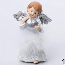 Dekoračný anjel MIX2, 12,5 cm, polyresin, biely