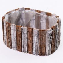 257FL/S OBAL OVÁL KORA NATUR+BIELY 26x17x13CM - FLORASYSTEM