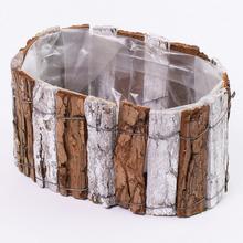 257FL/S OBAL OVÁL KORA NATUR+BIELY 19x12x10CM - Obaly kůra, mech | FLORASYSTEM