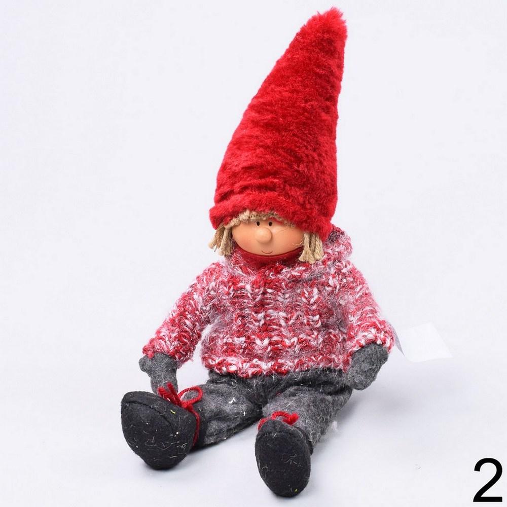 Textilní dekorace chlapec a dívka s červenými čepicemi.