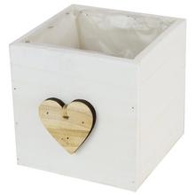 OBAL DREVO SRDCE BIELA 15x15 CM - Dřevěné bedýnky | FLORASYSTEM