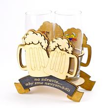 715 PIVNÉ POHÁRE DREVO+SKLO V22,5x21x10cm - Darčekové sady | FLORASYSTEM