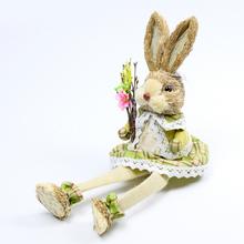 ZAJAČICA SEDIACA SLAMA ZELENÁ 12x9x40CM - FLORASYSTEM