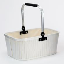 LQ-17Q.BK KOŠ BAMBUS BIELY STREDNÝ 24x37x16cm - Koše, košíky s plátnem | FLORASYSTEM