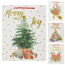 Darčeková taška s vianočným motívom a glitrami.