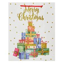 Darčeková taška s vianočným motívom a glitrami.