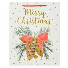 Darčeková taška s vianočným motívom a glitrami.