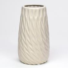 VÁZA VÝREZ BÉŽOVÁ 8x11x20CM SUPER CENA! - Keramika jednobarevná interiérová | FLORASYSTEM