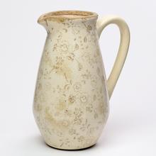 DŽBÁN S UCHOM KERAMIKA VZOR KVETY HNEDÉ 16,5x12,5x22CM SUPER CENA! - Keramika vzorovaná interiérová | FLORASYSTEM