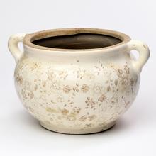 OBAL S UŠAMI KERAMIKA VZOR KVETY HNEDÁ 20,5x16,5x12CM SUPER CENA! - FLORASYSTEM