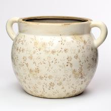 OBAL S UŠAMI KERAMIKA VZOR KVETY HNEDÁ 30,5x25,5x21,5CM SUPER CENA! - Keramika vzorovaná interiérová | FLORASYSTEM