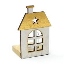 AKCIA! SVIETNIK DOM DREVO ZLATÝ 14x10x7CM - Svietniky vianočné | FLORASYSTEM