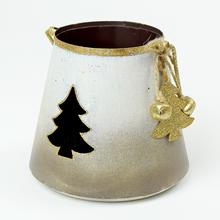 AKCIA! LAMPÁŠ VÝREZ STROM KOV BIEL/HNEDÝ 11x12x12CM - Svietniky vianočné | FLORASYSTEM