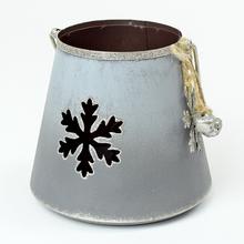 AKCIA! LAMPÁŠ VÝREZ VLOČKA KOV ŠEDÝ 11x12x12CM - Svietniky vianočné | FLORASYSTEM