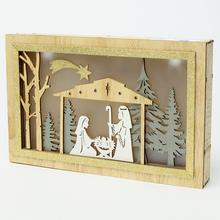 OBRAZ BETLEHEM LED DREVO NATUR 28x3,5x18CM SUPER CENA! - FLORASYSTEM