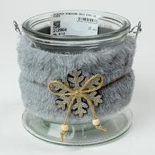 AKCIA! SVIETNIK KOŽUŠINA SKLO SIVÝ 13x12CM - Svietniky vianočné | FLORASYSTEM