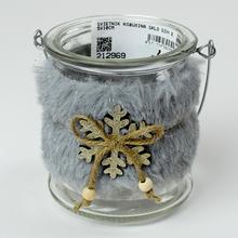AKCIA! SVIETNIK KOŽUŠINA SKLO SIVÝ 8,5x10CM - FLORASYSTEM