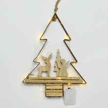 AKCIA! ZÁVES STROM ANJEL LED DREVO NATUR 21x4x27CM - Závěsy ostatní | FLORASYSTEM