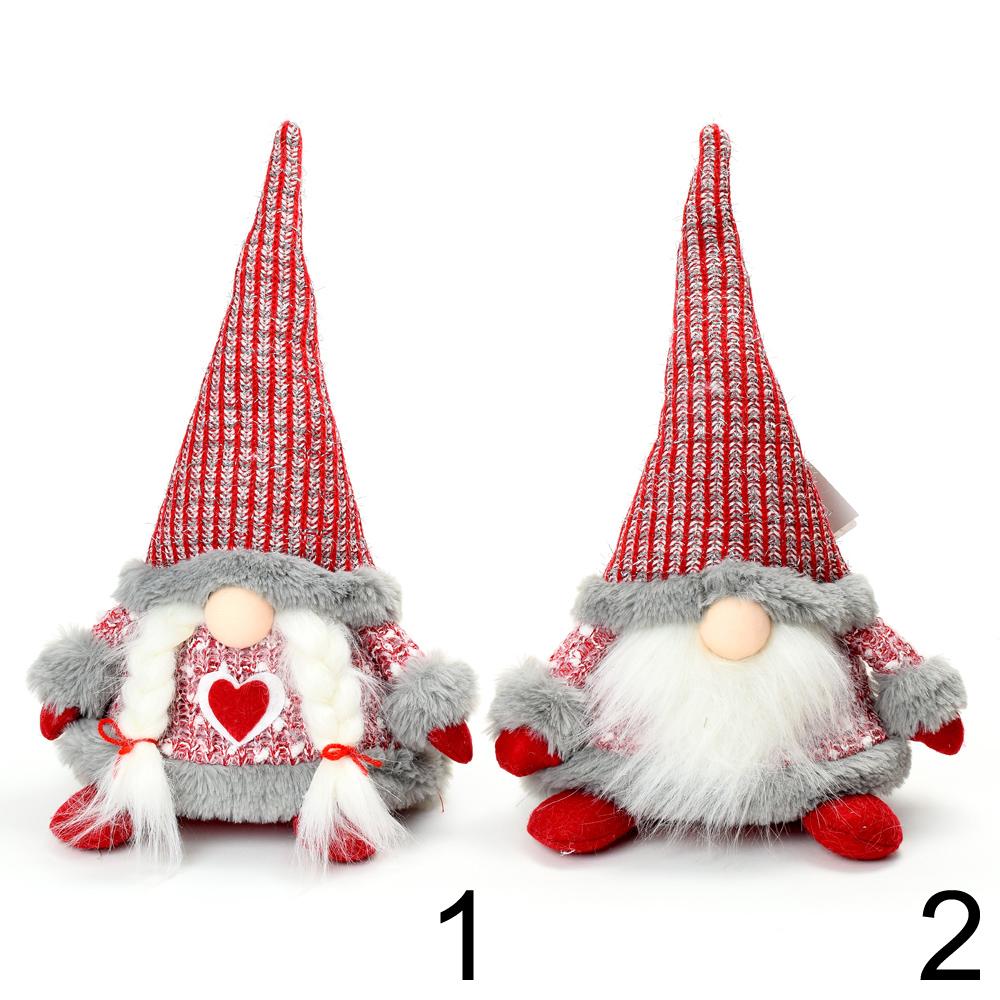 Vánoční dekorace - textilní skřítci v červené a šedé barvě.