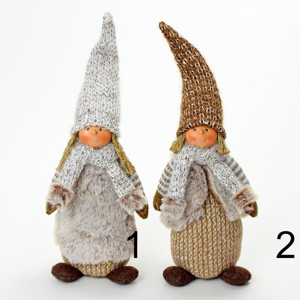 Vánoční dekorace chlapec a dívka z textilu, 33 cm.