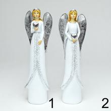 Dekoračný anjel srdce biely a strieborný, mix 2 kusy.