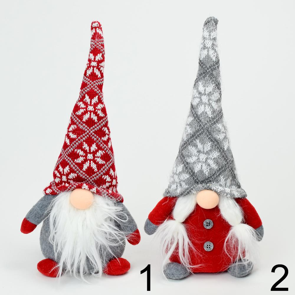 Vánoční dekorace - látkoví skřítci s různými čepicemi.