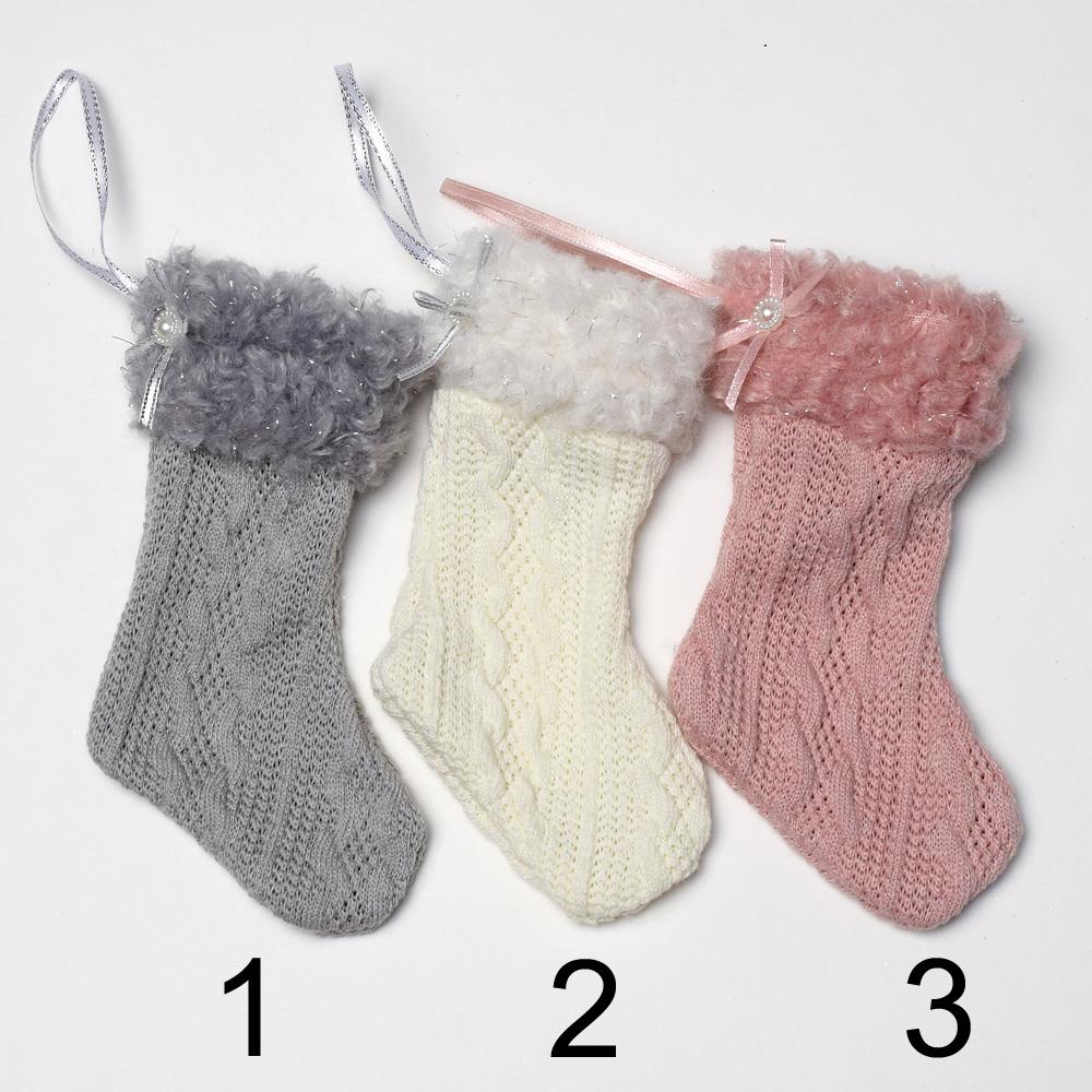 Závěsná ponožka z látky, mix barev, 17 cm.