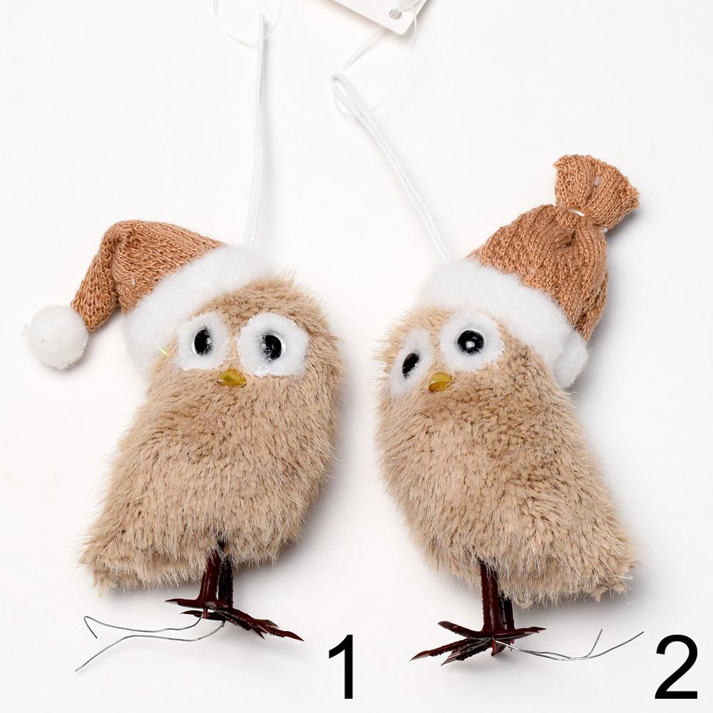 Sova závěsná dekorace s čepicí