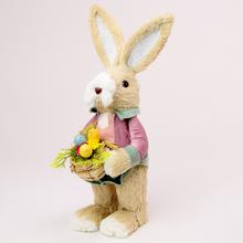 ZAJAC V KOŠELI TEXTIL ZELENÝ  15x19x43CM v - FLORASYSTEM