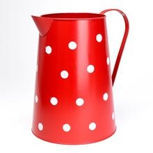 AKCIA! VÁZA DŽBÁN KOV ČERVENÁ VEĽKÉ BODKY V:26,5x15,5CM SUPER CENA! - Kovové nádoby | FLORASYSTEM