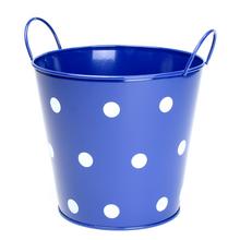 OBAL KOV MODRÁ VEĽKÉ BODKY V:16,5x18CM  - Kovové nádoby | FLORASYSTEM