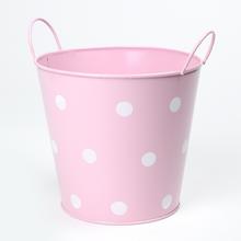 OBAL VEDRO KOV RUŽOVÁ VEĽKÉ BODKY V:16,5x18CM  - Kovové nádoby | FLORASYSTEM