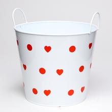 AKCIA! OBAL VEDRO KOV BIELE VEĽKÉ BODKY V:19x21CM - Kovové nádoby | FLORASYSTEM