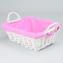 PRÚTENÝ KOŠÍK BIELY VZOR BODKA 35x26x13cm - FLORASYSTEM