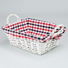 PRÚTENÝ KOŠÍK BIELY VZOR KOCKA 35x26x13cm - FLORASYSTEM