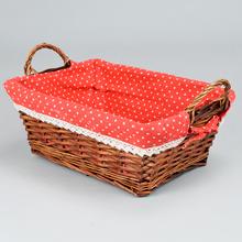 PRÚTENÝ KOŠÍK TM.HNEDÝ VZOR BODKA T35x26x13cm - Koše, košíky s plátnom | FLORASYSTEM