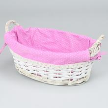 PRÚTENÝ KOŠÍK BIELY VZOR  UCHO BODKA  M:32x23x11cm - Koše, košíky s plátnem | FLORASYSTEM