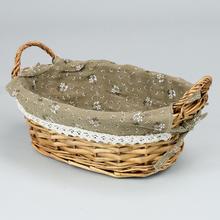 PRÚTENÝ KOŠÍK HNEDÝ  UCHO VZOR KVET  M:32x23x11cm - FLORASYSTEM