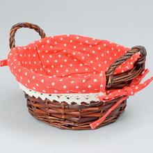 PRÚTENÝ KOŠÍK TM.HNEDÝ VZOR BODKA 21x10cm - Koše, košíky s plátnem | FLORASYSTEM