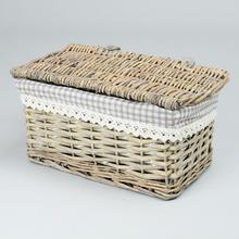 AKCIA! 347FL/S PRÚTENÝ KOŠÍK ŠEDÝ VZOR KOCKA S:28x19x17cm - Koše, košíky s plátnem | FLORASYSTEM