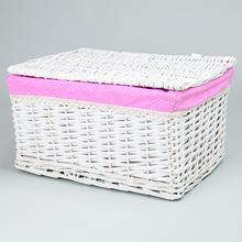 AKCIA! 349FL/S PRÚTENÝ KOŠÍK BIELY VZOR BODKY L:44x33x24cm - FLORASYSTEM