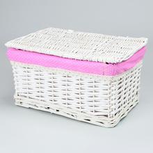 AKCIA! 349FL/S PRÚTENÝ KOŠÍK BIELY VZOR BODKY M:36x26x20cm - Koše, košíky s plátnem | FLORASYSTEM